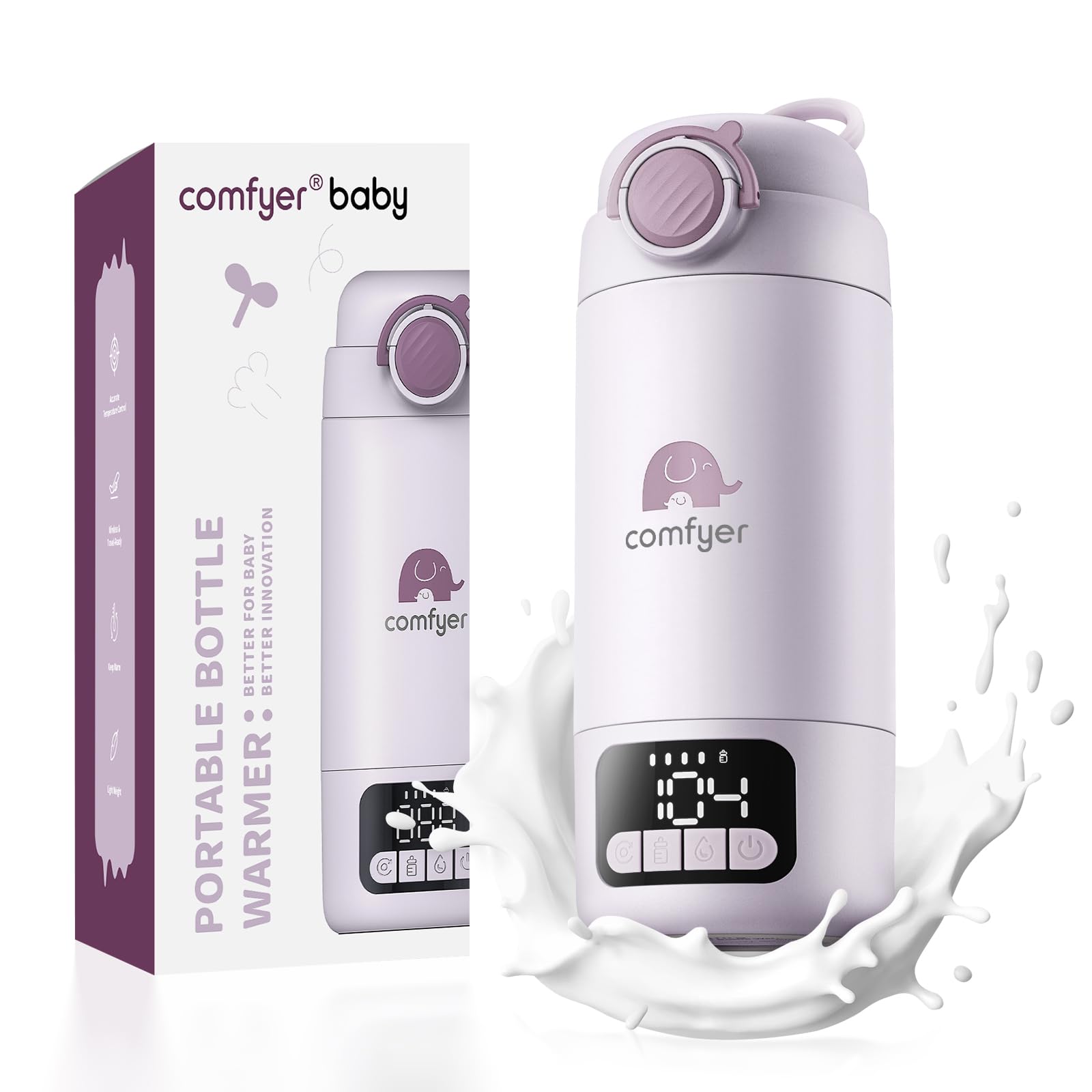 Comfyer BW02 Upgrade Tragbarer Flaschenwärmer unterwegs für Baby & Familie-Schnell Aufheizen mit 16000mAh Akku,Integrierter Sterilisator, Baby Milch-/Wasserwärmer für Unterwegs/Zuhause, 500ML
