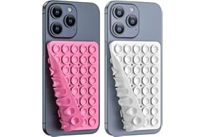 CMZZ Double Sided Silicone Suction Phone Holder Mount, Silicon Accessory for iPhone and Android, Hands-Free Mirror Shower Phone Holder, TikTok Videos and Selfies (Pink+White)
