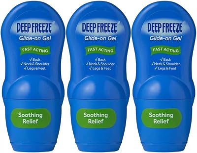 Deep Freeze Glide-On Gel 3 x 50g Pack Cold Gel Roll On Brand New
