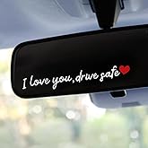 3X I Love You Drive Safe Mirror Sticker - Cute Car Stickers for Women, Adorable Car Decals for Her/Him, Rear View Mirror Decal, Perfect Valentines Day Gift Romantic Interior Accessory White