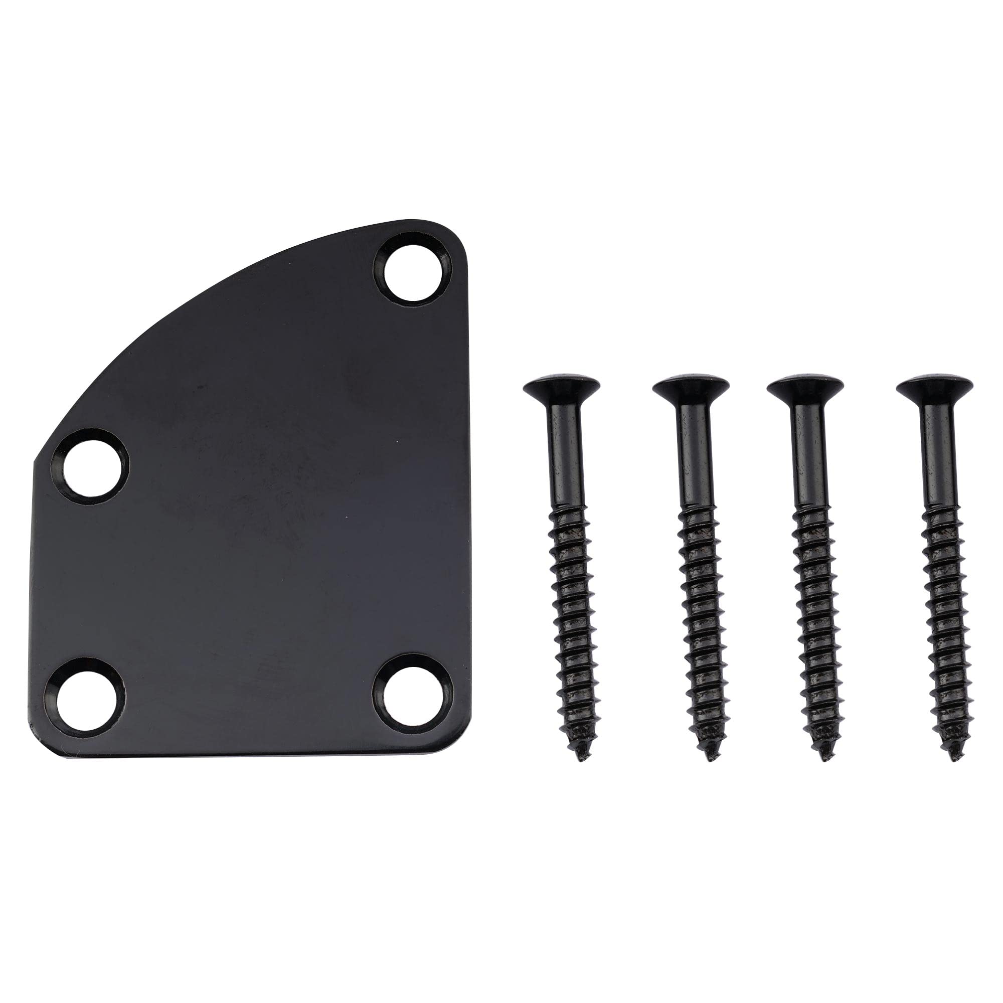 Musiclily 4 Hole Curved Guitar Neck Plate for Strat Tele Electric Guitar or Bass,Black