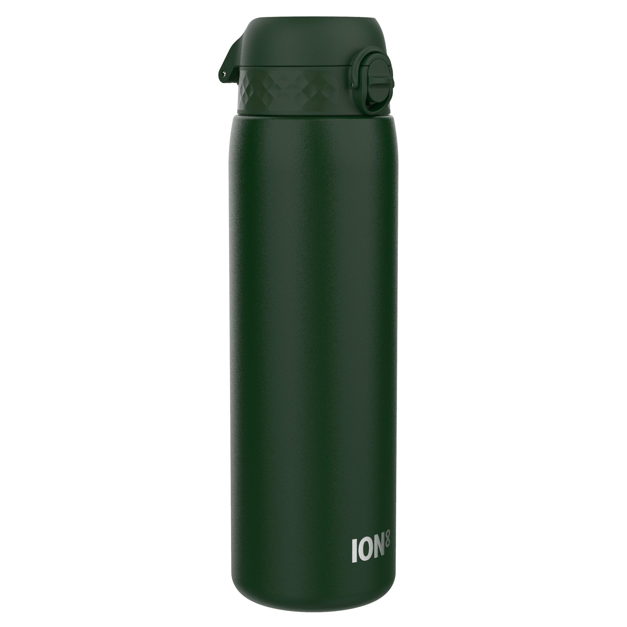 Ion8 Vacuum Insulated Stainless Steel 1 Litre Water Bottle, 920 ml/31 oz, Leak Proof, Easy to Open, Secure Lock, Dishwasher Safe, Carry Handle, Metal Water Bottle, Ideal for Sports, Dark Green