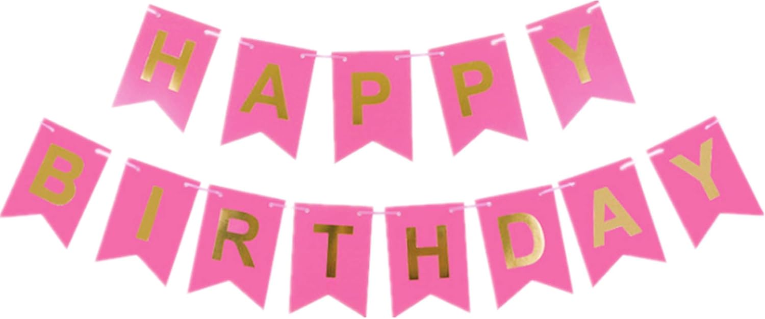 CHTENG Baby Happy Birthday Banner Baby Shower Birthday Banner Decorations Photo Background Props Rose, Blue,Gold, Small
