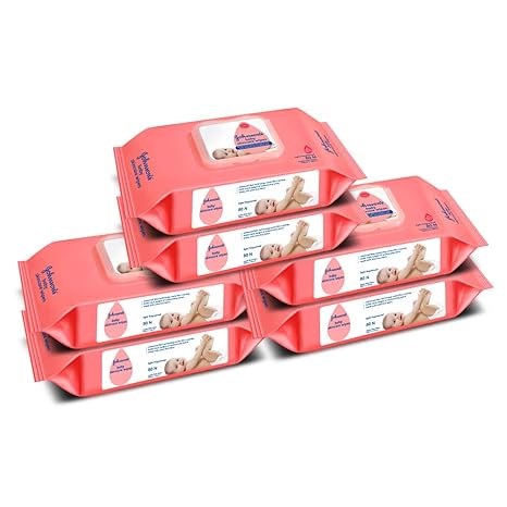 Johnsons Baby Wipes With Lid Combo Offer Pack 4 Plus 2 Free, 6 x 80s (480 wipes)