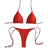 SHENHE Women's Brazilian Thong Bikini Set Triangle Halter Side Tie String Swimsuits 2 Piece