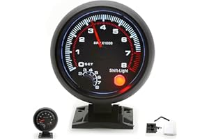 Tachometer Gauge,Geevorks 3.75" 12V Automotive Replacement Tachometers 0-8000 RPM,RPM Tachometer for Car 4/6/8 Cylinder Engines
