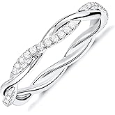 PAVOI 14K Gold Plated Cubic Zirconia Twisted Rope Eternity Band for Women