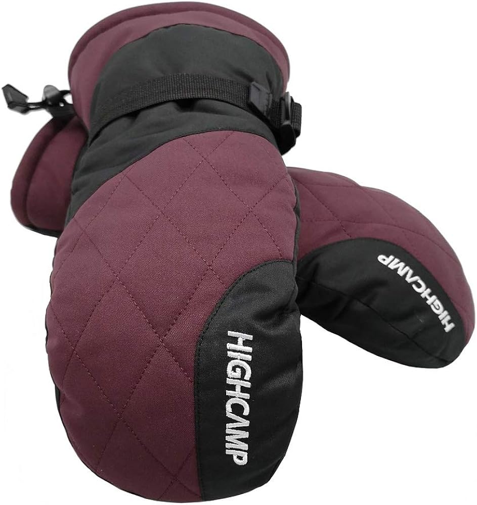 HIGHCAMP Winter Ski Snow Mittens for Women - Warm Waterproof Gloves with Drawstring for Cold Weather - Snowboarding, Skiing, Shoveling & More Outdoor Sports : Clothing