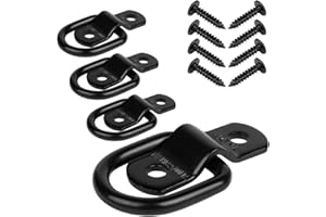 JCHL D Rings Tie Down Anchors Hooks for Trailer Truck Bed Bracket Enclosed Points Pickup Camper Surface Mount D-Ring Heavy Duty 1/4" 2400 Pound Capacity (4-Pack)