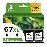 67XL Black Ink Cartridge Replacement for HP 67 Ink HP67 XL HP67XL BK for 2700 4155e 2755e 2734e 4100 2700e 4100e 6400 2752 2752e 4152e 6455e 6055e 2742e 6000 6055 6458e Printer High Yield (2 Pack)