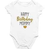 Printique Organic GOTS Certified Baby Onesie Unisex Bodysuit 0-18 months - Happy Birthday | Present Gift
