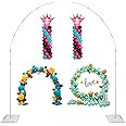 Decojoy Balloon Arch Stand, 7.5ft Large Round Backdrop Frame, Adjustable Half Circle Arch, 2 set Reusable Metal Ballon Column Kit with Base 3IN1 for Birthday, Wedding, Graduation, Baby Shower Party