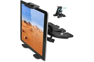 LINKSTYLE Car Phone Holder for CD Slot 4-11 In, Universal 360° Rotating CD Slot Tablet Mount Car Stand Compatible with Galaxy Tab S9 10 20 Series Pro, iPhone 12 12 mini 12 Pro Max 11 Series XR X 8, iPad