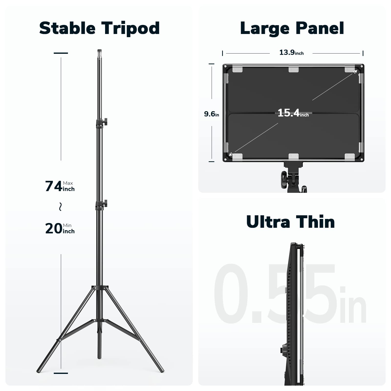 D50 Photography Lighting with Barn Door, 2-Pack 15.4