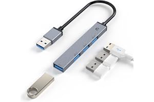 TOTU USB Hub, 4 Port USB Hub with 3 x USB 2.0 Ports and USB 3.0 Port, Super Fast Ultra Thin Mini USB Adapter Compatible with PC,Laptop, Keyboard, Windows, Linux System