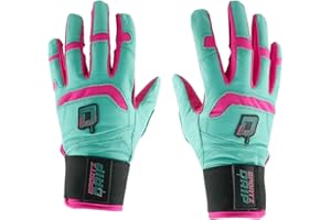 Sportz Drip Batting Gloves - (Teal/Pink) Genuine Leather Gloves for Baseball & Softball Players - Unisex-Youth, Unisex-Adults