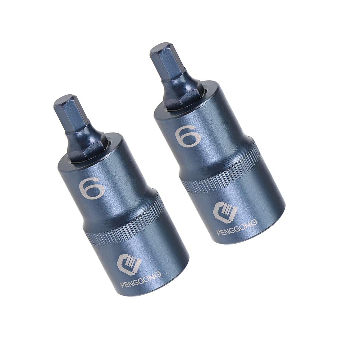 TA-VIGOR 2Pcs Hex Bit Socket, 1/2" Drive x H6 (6mm) Allen Key Socket, Premium S2 Steel Bits, Hex Bit with 2" Length for Trucks, Bike, Car Repair(for Hand Use Only) Blue
