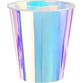 AimFun 25 Iridescent Plastic Cups Holographic Clear Party Cups 12oz Rainbow Disposable Cups for Bachelorette Birthday Wedding Mermaid Party Beverage Drinkware Supplies