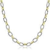dnswez Two Tone Wire Necklace Gold and Silver Link Chain Adjustable 18K Gold Plated Twist Vintage Classic Jewelry
