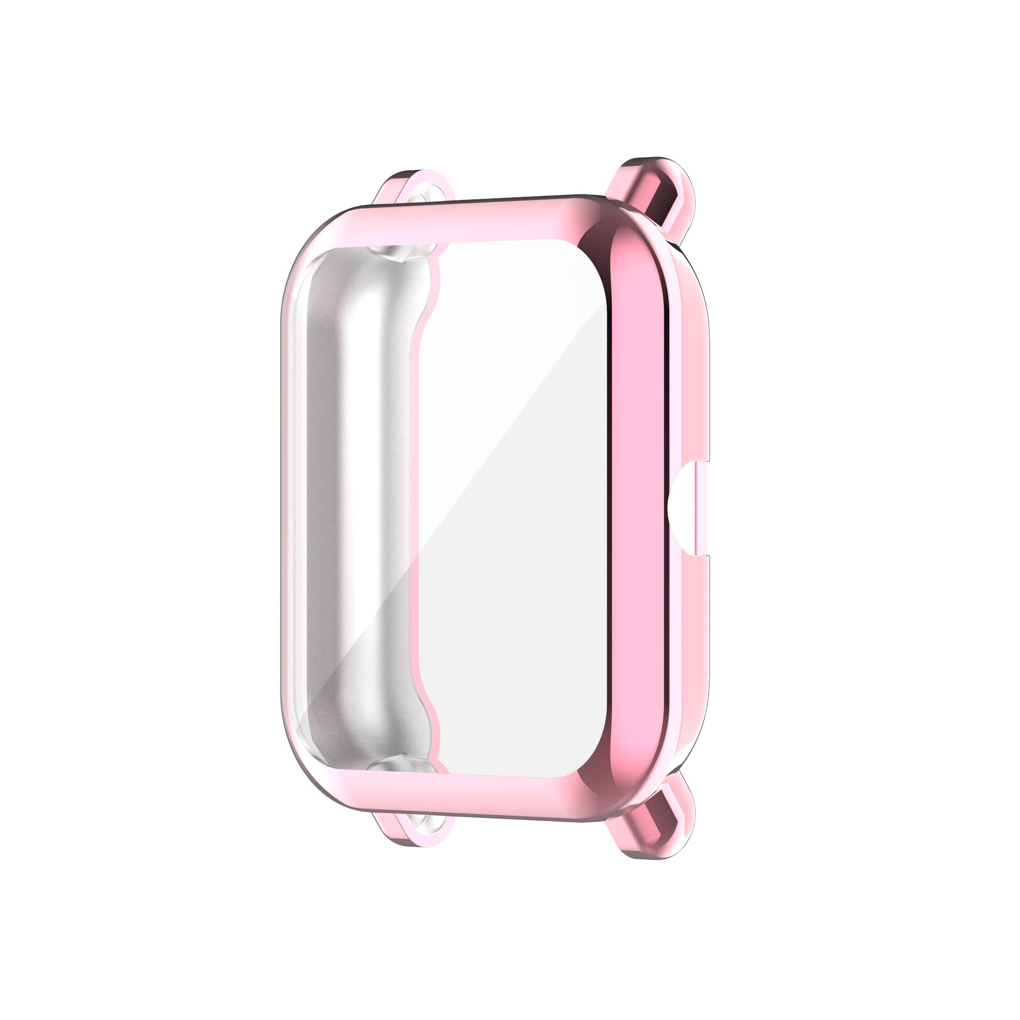 Chofit Cases Compatible with Amazfit Bip U/GTS 2 Mini Case, Screen Protector Film TPU Plated Protective Case Cover Armor Shell for Amazfit Bip U/GTS 2 Mini/Bip U Pro/Bip S/Bip Smartwatch (Pink)