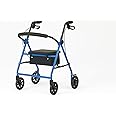 Dr. Dunley 4-Wheel Rollator Walker for Seniors FSA/HSA Eligible– Light Blue Rolling Walker with Seat, Hand Brakes & Storage – Heavy Duty Frame Supports 350 lbs – Foldable Mobility Aid