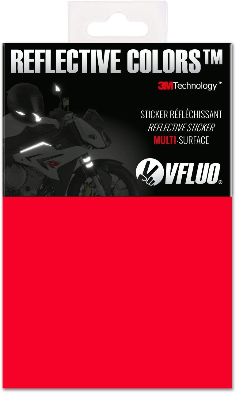 VFLUO3M REFLECTIVE COLORS™, Universal adhesive DIY kit for Helmet/motorcycle/Scooter/Bike, 3M Technology™, 10 x 15 cm sheet, Red
