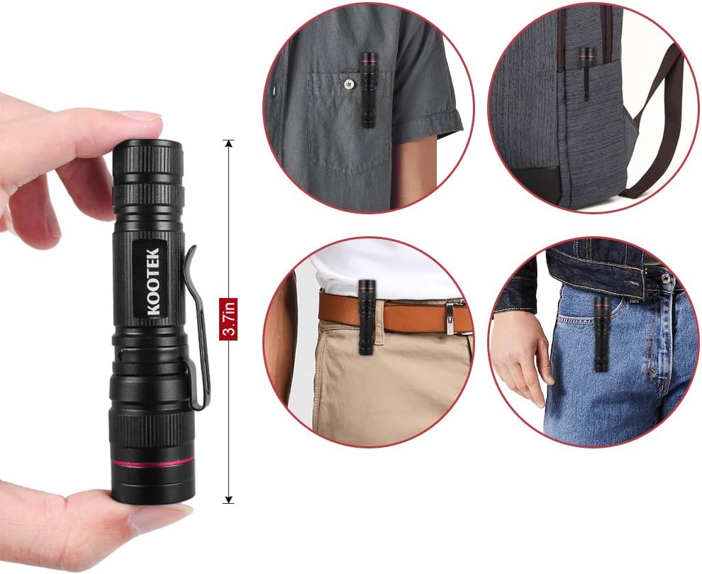 Kootek 5 Pack Super Mini Flashlights LED Waterproof Zoomable Bright Flashlight for Kids Child Outdoor Hiking Biking Camping Cycling Emergency Light (0.83 Inch Wide) - - 