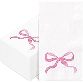 FYSUIMU 100Pcs Pink Bow Paper Guest Napkins Watercolor Bowknot Bathroom Napkin Disposable Hand Towel Napkin for Home Party Supplies