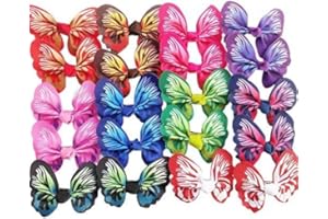 Chenkou Craft Dog Hair Bow Accessory, 20pcs Assorted Color Butterfly Ribbon with Clip, Party Grooming