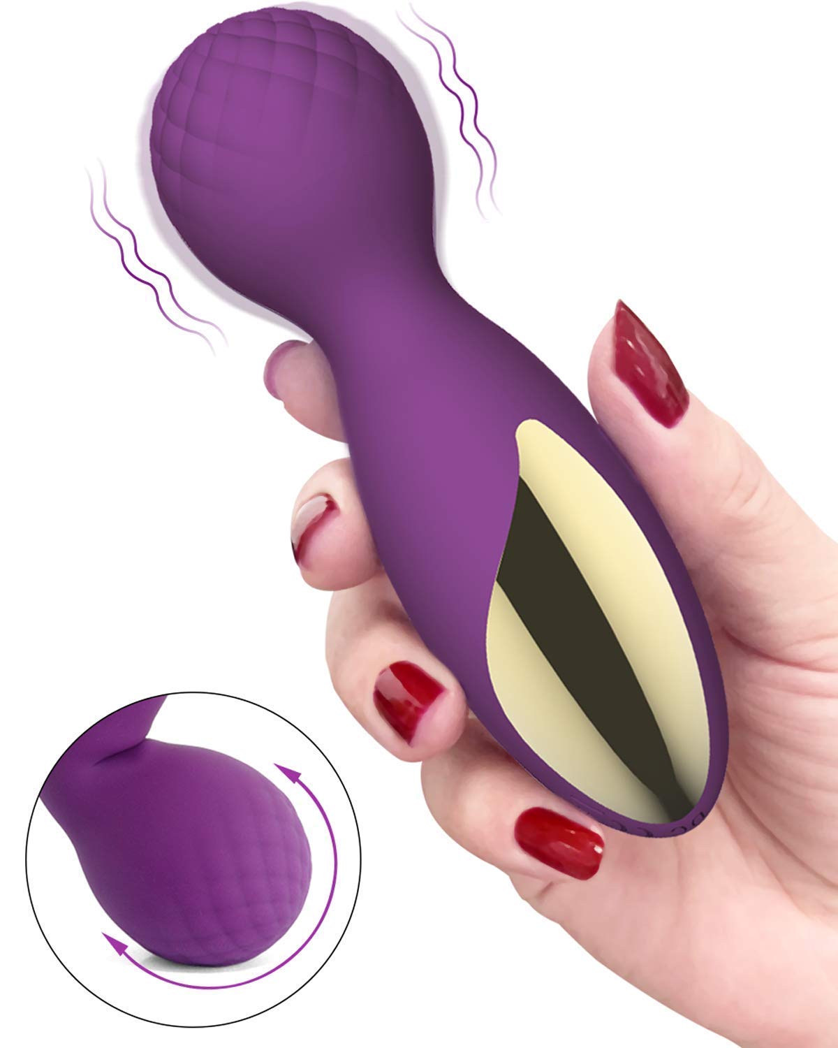 Mini Wand Massager - BOMBEX Mini Q, Rechargeable Handheld Massage Wand, 12X Speeds Cordless Portable Deep Tissue Massager for Back Neck Shoulder, Sports Recovery (Charming Purple)