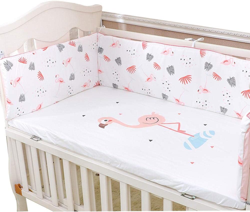 Breathable Crib Bumper Pads 5-Piece Baby Cartoon Bedding Set Boys Girls, Bed Fence Padding Rail Guard 4 Sides Cover, Cot Sleep Bumper Pillow Anti-Collision, Zipper Detachable-120x60_A5