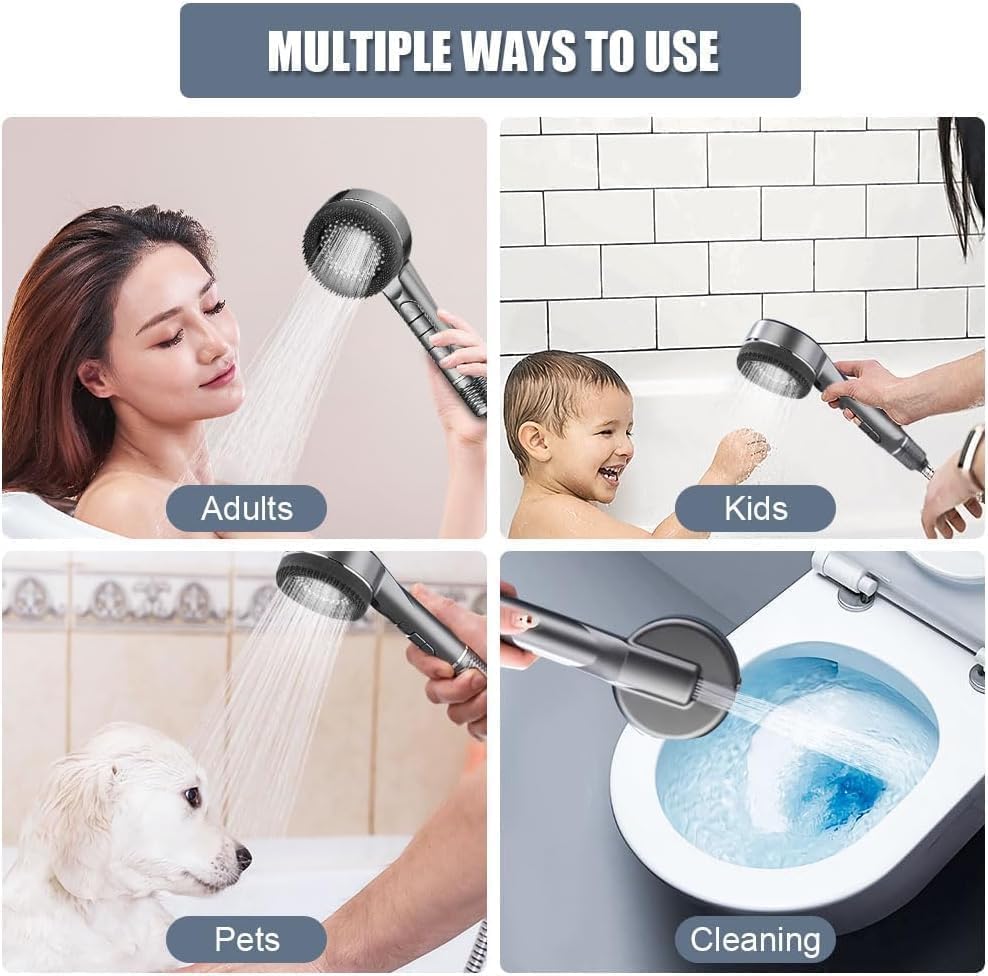 Heatsistence Filtered Shower Head with Handheld, High Pressure 5 Spray Mode Showerhead with Filters,Showerhead with ON/OFF Switch and Shower Bracket for Hard Water