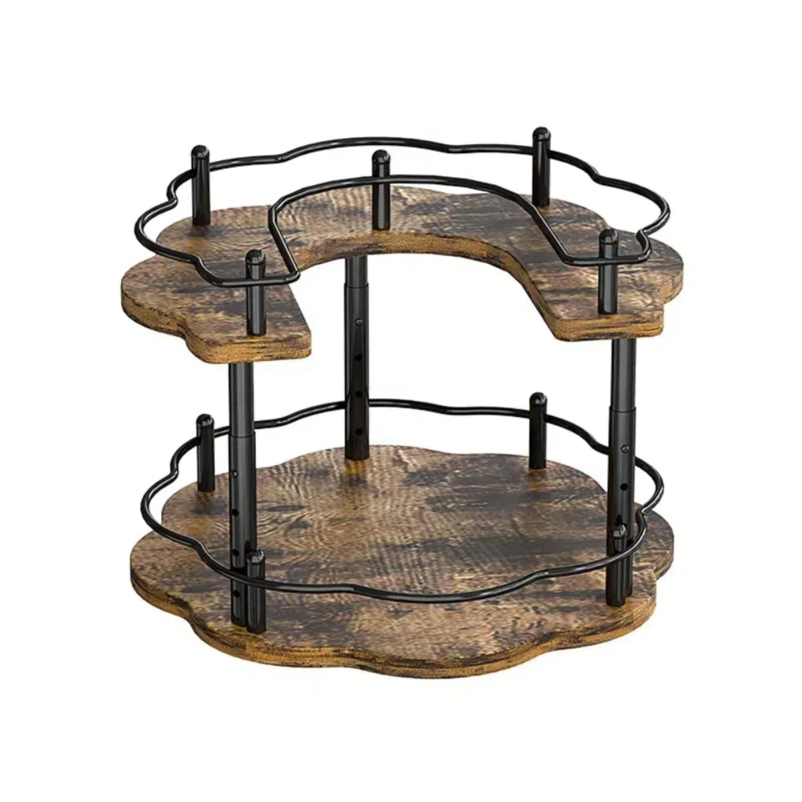 Photo 1 of 2-Tier Wooden Lazy Susan Turntable Organizer for Cabinet, Table Top, Kitchen, Pantry, Bathroom, Vanity Countertop, Rotating Wood Lazy Susans Rack for Spice, Seasoning Storage Organization(Petal)