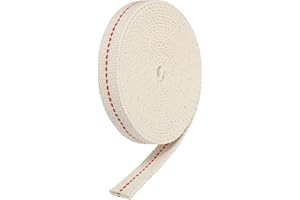 MECCANIXITY Oil Lamp Wick 5/8 Inch Flat Wide 10 Foot Cotton Lanterns Wick with Red Stitch for Kerosene Burner Lighting