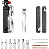 ROCKBROS Bike Tool Kit Portable Ratchet Wrench 7 Magnetic Bits Tire Levers | Dual Valve Adapter,Alloy Stee,Compact Set,for Road, MTB &amp; Commuting