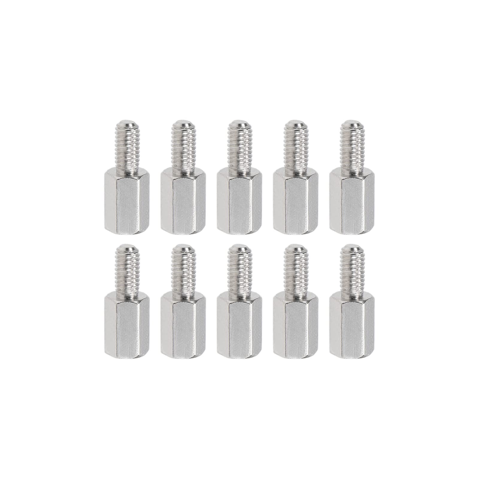 YOKIVE 10 Pcs M3 Standoff Screws, Nickel Plated Hex PCB Standoffs, Keep Height Consistent, Great for Motherboard (Silver Tone, 7mm+6mm)
