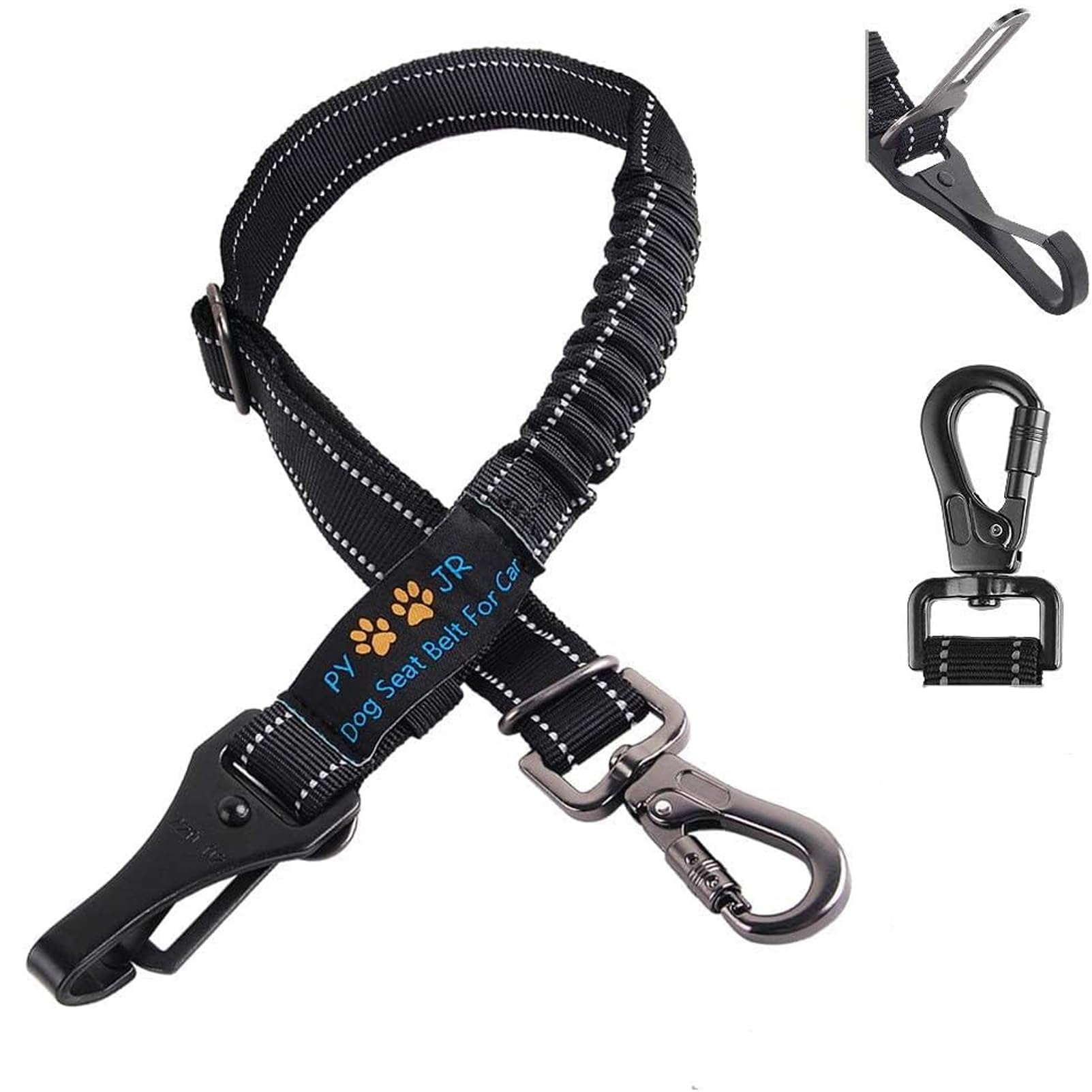 Dog Harness Car Seat Belt, Dog Car Seat Belts, Easy Clip System With Latch Suspension, Safety Reflective Stitching Elastic Leads Harness, Adjustable Length, For Small Medium Large Dogs.