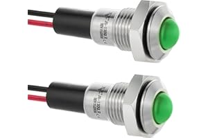 ZGSZJHF Mini Indicator Light 8mm 0.31" Waterproof Domed Sphere High Head Metal Stainless Steel Signal Lamp 110V 120V AC LED Pilot Light with 140mm/5.5"