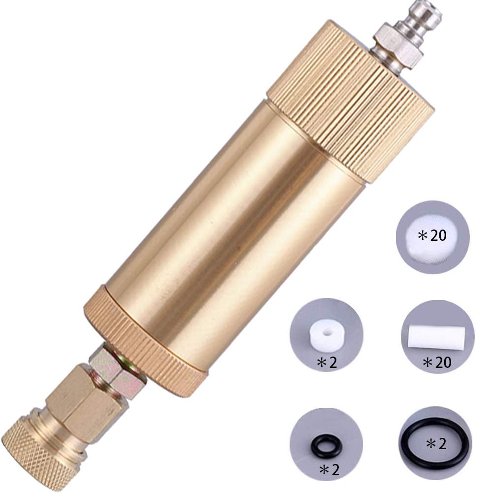 Creation Core High Pressure PCP Hand Pump Air Filter Water-Oil Sparator with Female and Male Quick Connect for High Pressure Air Compressor Pump 30Mpa Gold