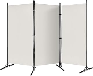 HENGMEI Paravent Sichtschutzwand Raumteiler Stellwand Raumteiler Trennwand Sichtschutz (260CM (3 Teile), Beige)