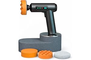 Cordless Mini Car Polisher Kit, 12V Rechargeable 3-Inch Rotary Buffer, Brushless Motor, 3 Pads (Wavy/Flat Foam & Wool), Handh