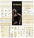 Metallic Temporary Tattoos - Waterproof Nontoxic 150+ Designs 10 Large Sheets Flash Fake Tattoos Stickers in Gold, Rose Gold & Silver, Gold101