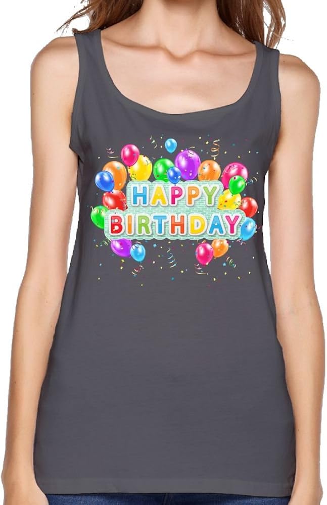 FFWWLHA Happy Birthday Deco Women Sleeveless Tank Tops Round Neck Loose