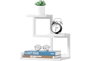 Gannyfer Wood Desktop Shelf - Freestanding Small Bookshelf Desk Supplies Organizers, 3 Tier Storage Display Rack Office Decor, Stand Shelves with Metal Frame for Books/Plants/Toys,White
