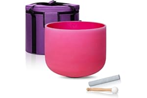 CALM CLANG 8 Inch Red C Note 432hz Root Chakra Crystal Singing Bowl Healing with Carrying Case and Rubber Mallet Suede Strikers Oring