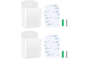 Aecsze 2 PCS Remote Control Holders Wall Mount, Self Adhesive TV Air Conditioner Remote Control Holder, Wall Mount Storage Box Organizer Wall Pen Holder Storage for Home Office School (White, 2)