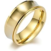 Vinoya Spinner Ring for Women Men Stainless Steel Anxiety Ring White/Yellow Gold Plated Fidget Rings Wedding Rings Simple Jewelry Size 7-12