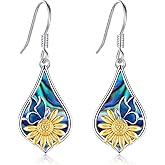 LOOVE Tree of Life/Cat/Turtle/Butterfly/Flower/Celtic/Turquoise/Moonstone Dangle Earrings for Women Sterling Silver Cute Animals Drop Earrings Jewelry Gifts