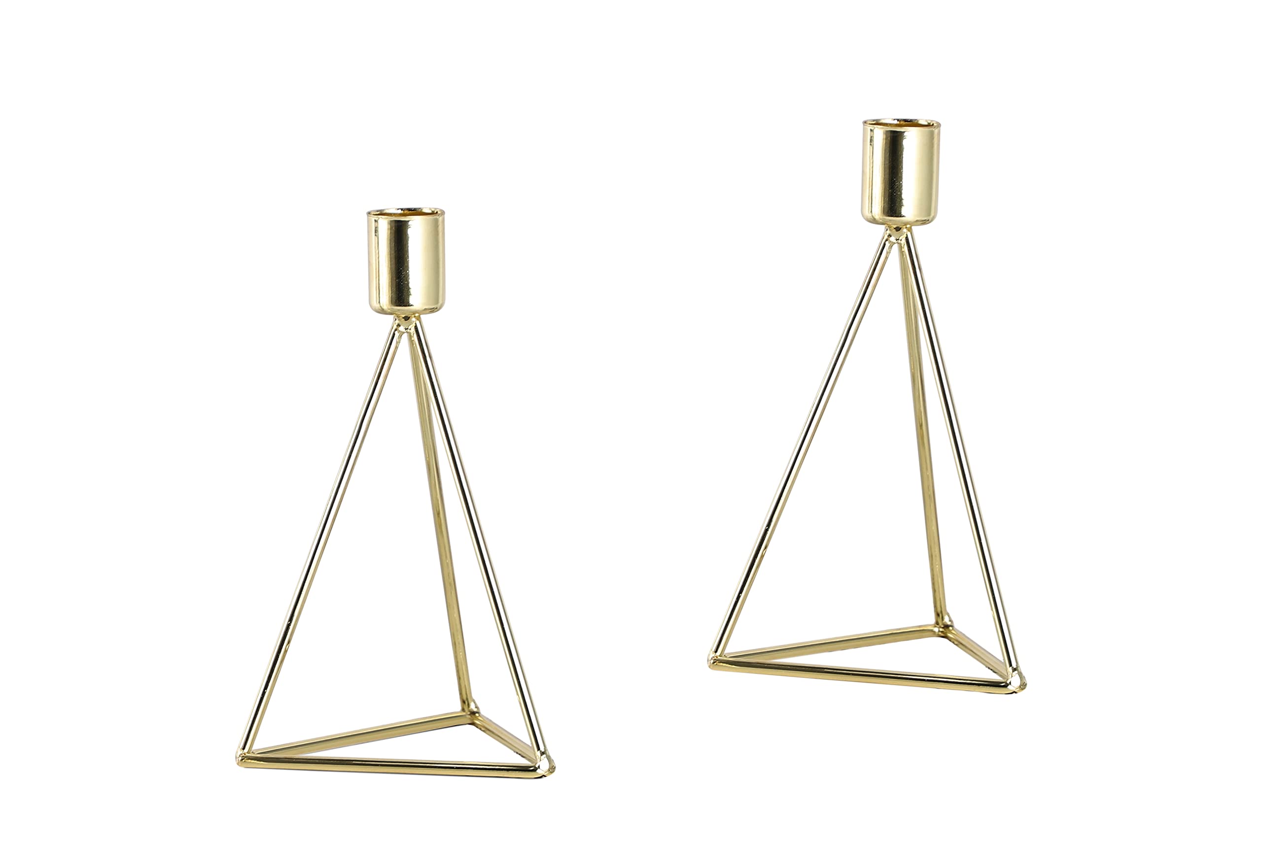 ECHTWERK 2-Piece Tea Light Candle Holder Set, Modern Small, Gold Edition, Geometric Design, Votive Candle Holder for Living Room/Dining Table, Wedding Table Decoration, 9.5 x 9.5 x 16.5 cm