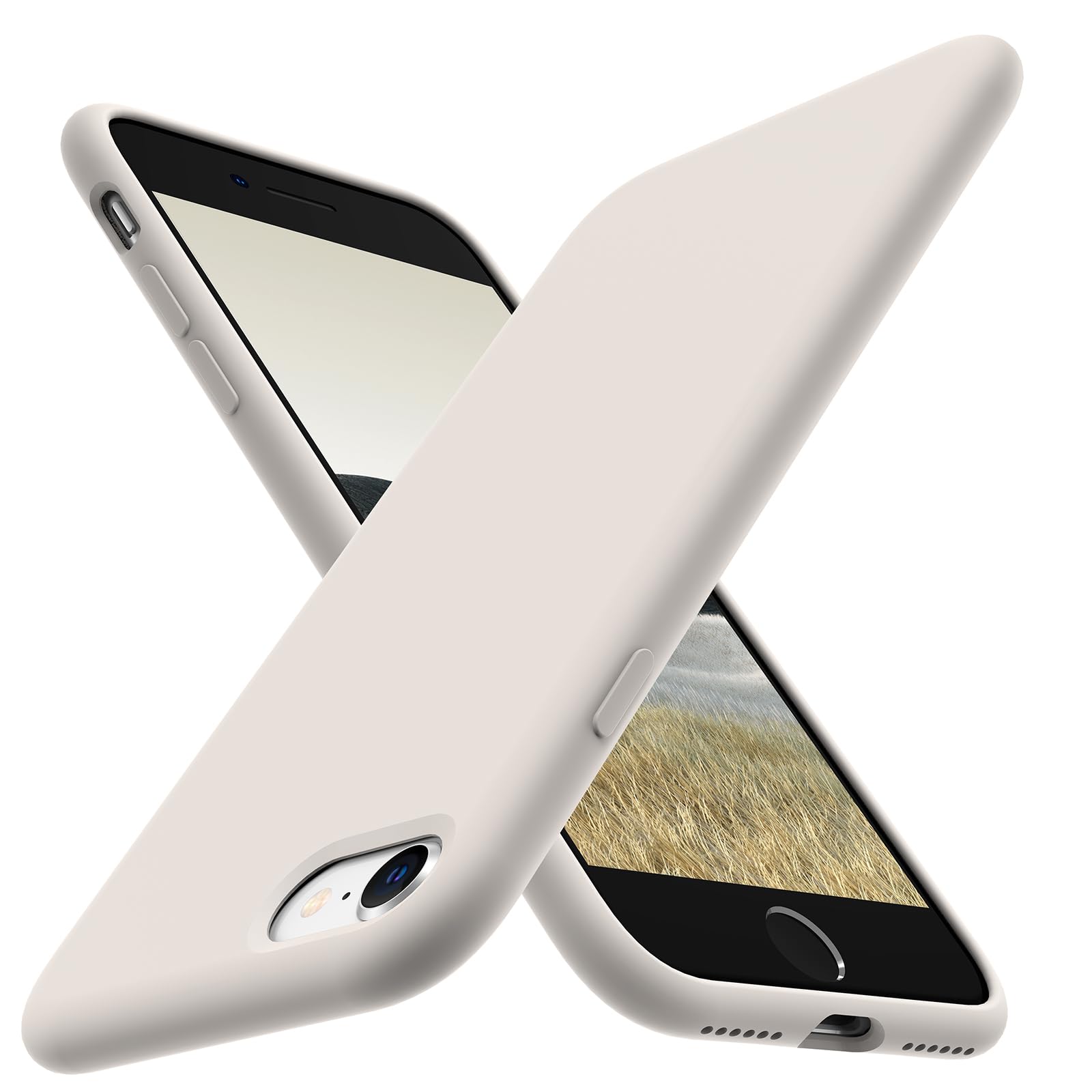 TOCOL Silicone for iPhone SE Case, Liquid Silicone Multi-Color Slim Silky-Soft Touch Anti-Scratch Shockproof Protective Phone Cover, Stone